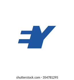 EY negative space letter logo blue