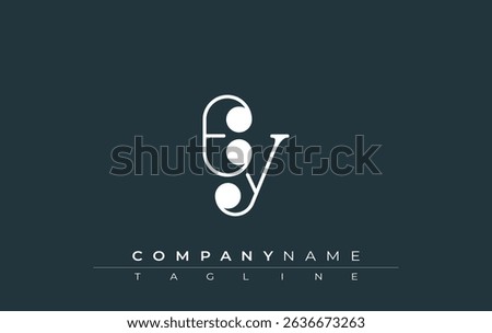 EY Typography Logo Design. Stylish monogram design depiction featuring the letters E and Y combined in an artistic signature style, delivering a unique and creative visual representation.