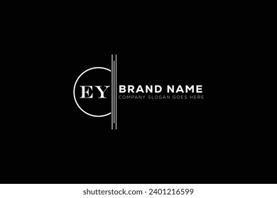 EY White Letter monogram Logo Design with Black Background. E Y