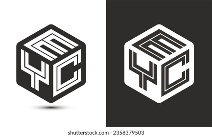 EYC letter logo design with illustrator cube logo, vector logo modern alphabet font overlap style. Premium Business logo icon. White color on black background