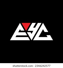 EYC triangle letter logo design with triangle shape. EYC triangle logo design monogram. EYC triangle vector logo template with red color. EYC triangular logo Simple, Elegant, and Luxurious design.