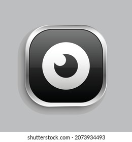eye 2 fill icon design. Glossy Button style rounded rectangle isolated on gray background. Vector illustration