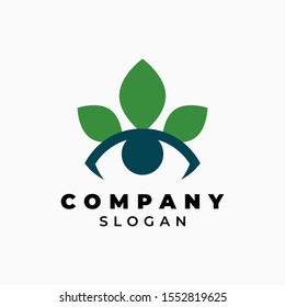 Eye with 3 leaf illustration for logo template design.