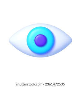 Eye 3d on white background. App icon. Vector render illustration
