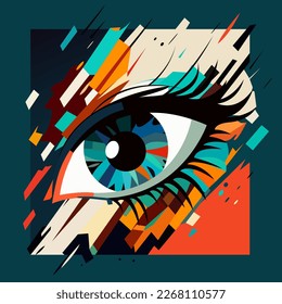 eye in abstract art style, cube style for poster, banner or background, vector illustration