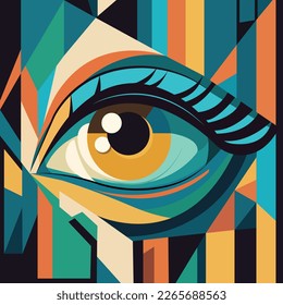 eye in abstract art style, cubic style for poster, banner or background, vector illustration