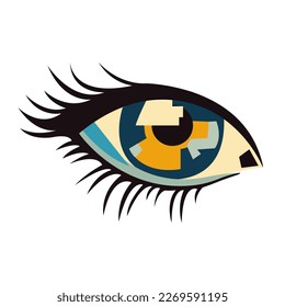 eye in abstract art style, cubic style for poster, banner or background, vector illustration