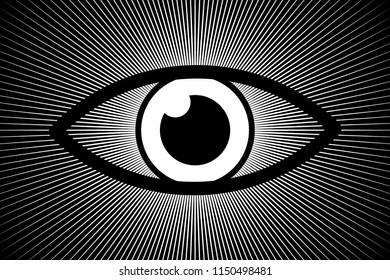 Eye abstract background - black and white vector pattern