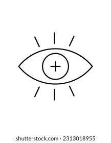 ojo con icono de añadir, icono de mejor línea vector.