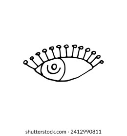 Eye. All-seeing eye. Symbol. Doodle. Vector illustration. Hand drawn. Outline.