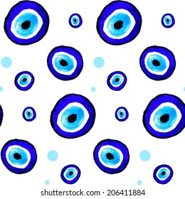 Amuleto de ojo sobre fondo blanco sin fisuras