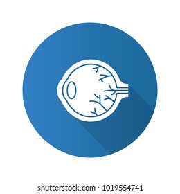 Eye anatomy flat design long shadow glyph icon. Sore eye. Vector silhouette illustration