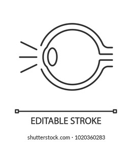 Eye anatomy linear icon. Thin line illustration. Light refraction in eye. Contour symbol. Vector isolated outline drawing. Editable stroke