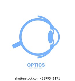 Eye anatomy poster. Structure of the human eye icon. Outermost, retina and sclera. Pigmented choroid, first lens and iris. Extraocular muscles and optic nerve isolated medical flat vector illustration