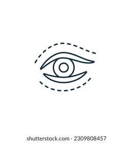 Icono de área ocular. Signo monocromo simple de la colección de cosmetología. Icono de área visual para logotipo, plantillas, diseño web e infografías.