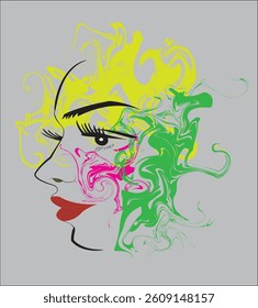 eye art illustration image,
woman face image with art