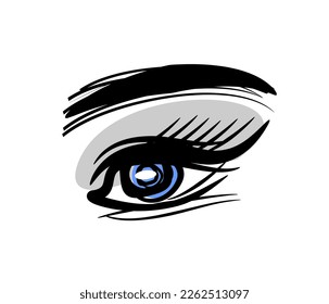 Eye art logo. Look vector logo. Eyebrow permanent tattoo. The look of a woman. Vision icon. Ophthalmology, lenses.