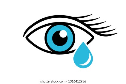 Eye with an artificial tear on a white background. Eye care. Close up - Vector