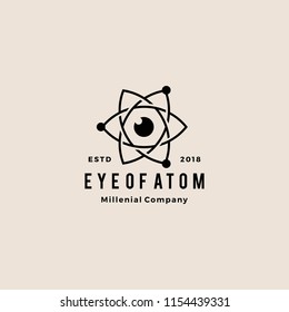 eye atom hipster vintage logo vector icon illustration