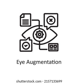 Eye Augmentation vector outline Icon Design illustration. Artificial Intelligence Symbol on White background EPS 10 File