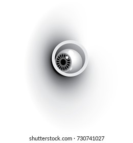 An eye ball in a hole. Can be used as a background or as an element for a design projects.