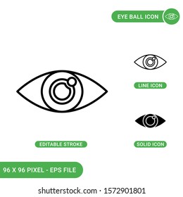 Eye ball icons set vector illustration with solid icon line style. Eye care health concept. Editable stroke icon on isolated background for web design, infographic and UI mobile app.