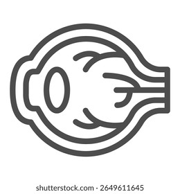 Augenballlinie Symbol, Vision Behandlungskonzept. Vektorgrafiken. Menschliches Sehorgan, Ophthalmologisches Zeichen auf weißem Hintergrund, Umrissstil-Symbol für Mobil- oder Webdesign