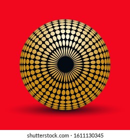eye ball net target pattern sphere in red black gold shades