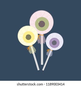 Eye balls candy on the blue background. Vector illustration
