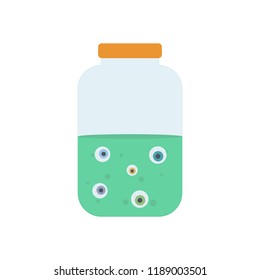 Eye balls in jar on the white background. Vector illustration