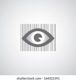 Eye bar code symbol on gray background 