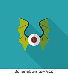 eye with bat wings flat icon with long shadow,eps10