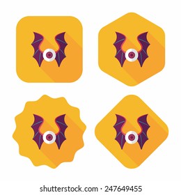 eye with bat wings flat icon with long shadow,eps10