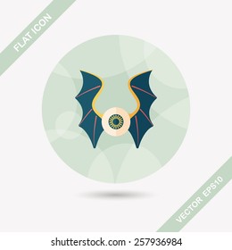 eye with bat wings flat icon with long shadow,eps10