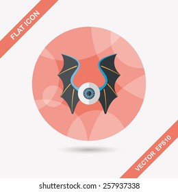 eye with bat wings flat icon with long shadow,eps10