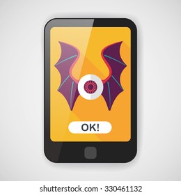 eye with bat wings flat icon with long shadow,eps10