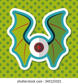 eye with bat wings flat icon with long shadow,eps10