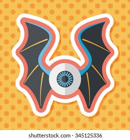 eye with bat wings flat icon with long shadow,eps10