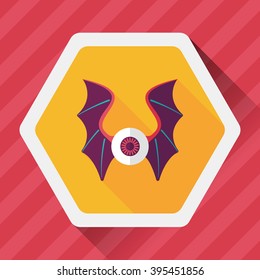 eye with bat wings flat icon with long shadow,eps10