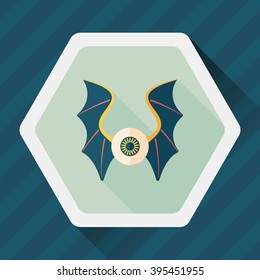 eye with bat wings flat icon with long shadow,eps10