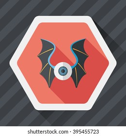 eye with bat wings flat icon with long shadow,eps10