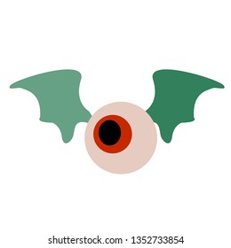 eye bat wings flat illustration on white