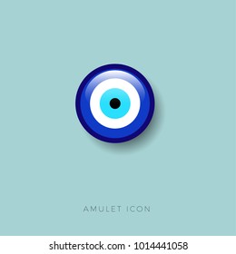 Eye bead icon.
Amulet protect against the evil eye glossy button.