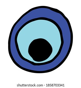 Eye bead icon. Amulet protect against the evil eye glossy button. Lucky talisman.
