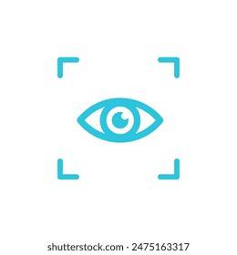 Icono de reconocimiento biométrico ocular. Aislado sobre fondo blanco. 