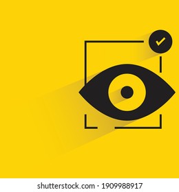 eye biometric security scan drop shadow on yellow background