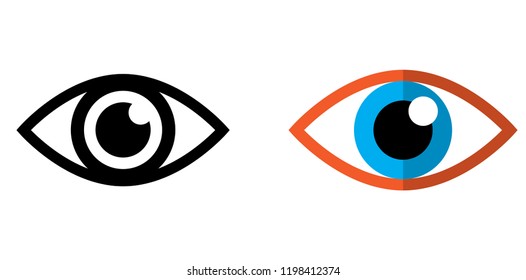 eye  black icon,  and  eye 
flat design icon 