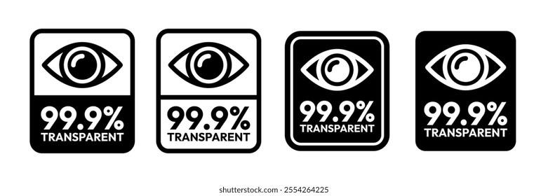 Eye black line icon set. No eye logo, crossed, privacy protection symbol, protect eye label, prevent peeping badge, anti spy, 99.9% high transparent, blue light protected, invisible and visible eye.