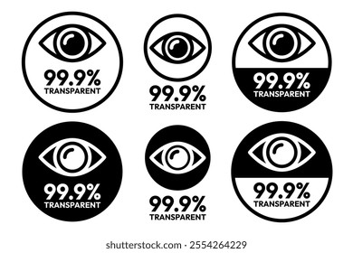 Eye black line icon set. No eye logo, crossed, privacy protection symbol, protect eye label, prevent peeping badge, anti spy, 99.9% high transparent, blue light protected, invisible and visible eye.