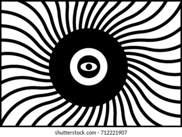 eye black lines spiral circle in vector